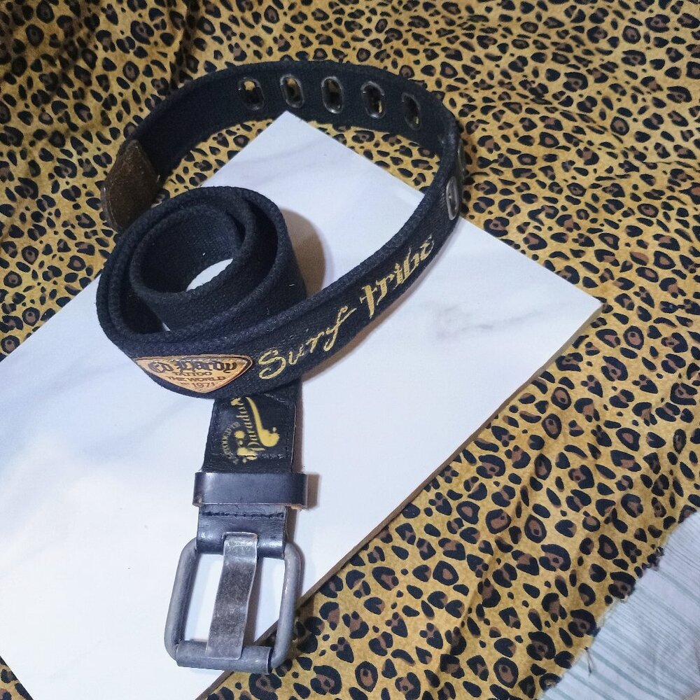 Ed Hardy men belt 10% leather 90 % cotton surf tribe theme belt style EH1355